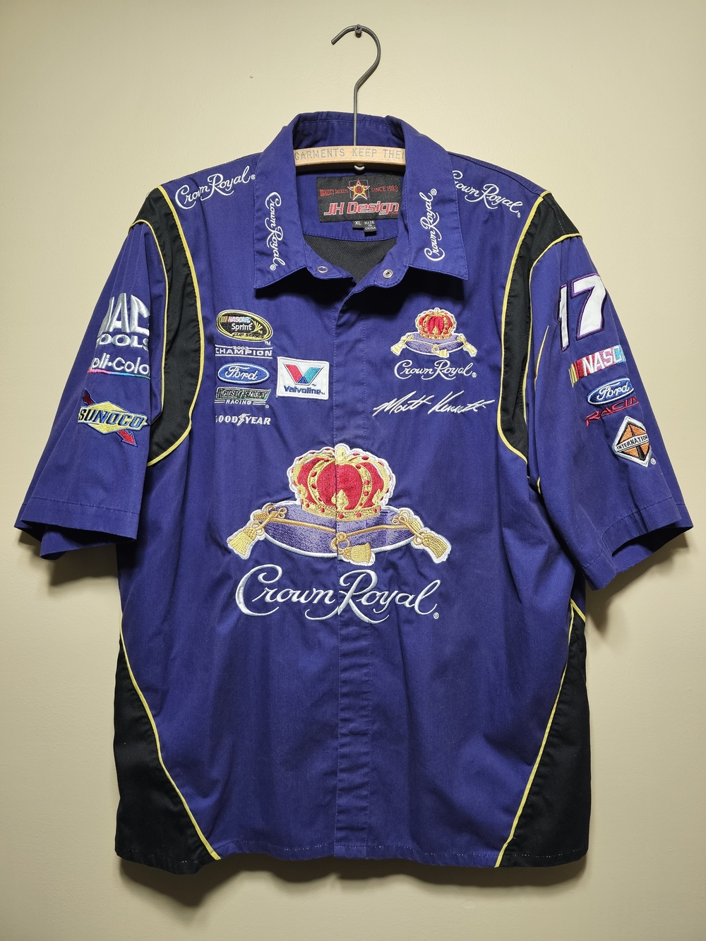 Nascar Crown Royal JH Design Button Shirt XL